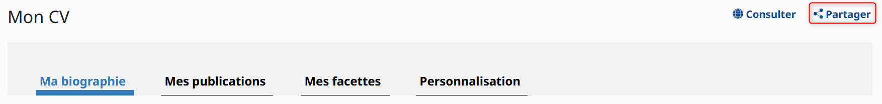 Partager son cv depuis l'espace personnel