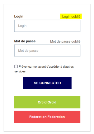 Login oublié