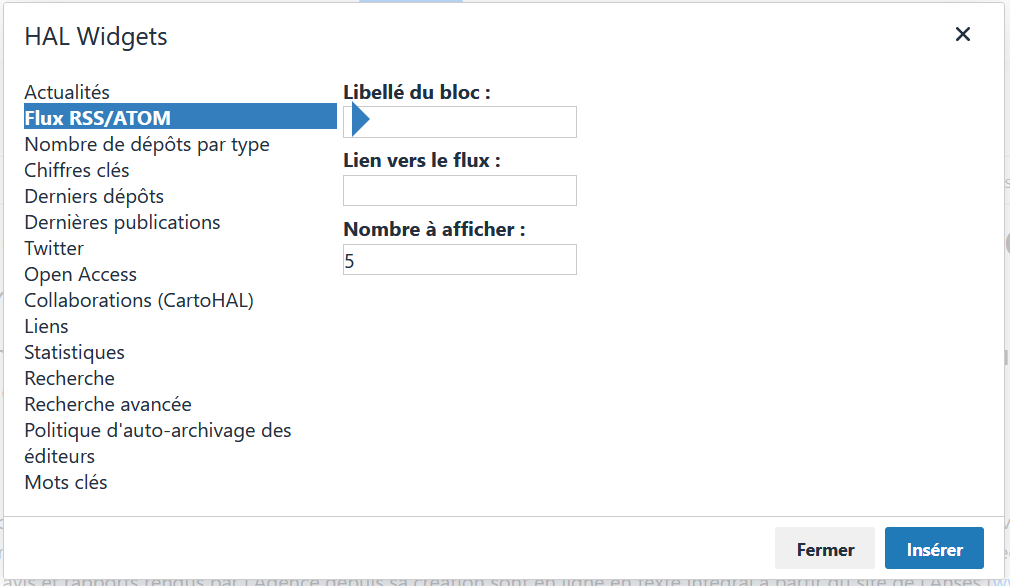 Widget Flux RSS/Atom : éditeur