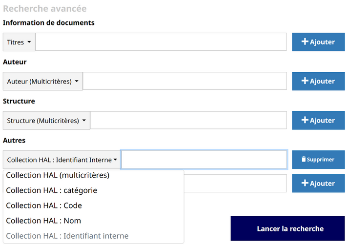 Recherche par code de collection