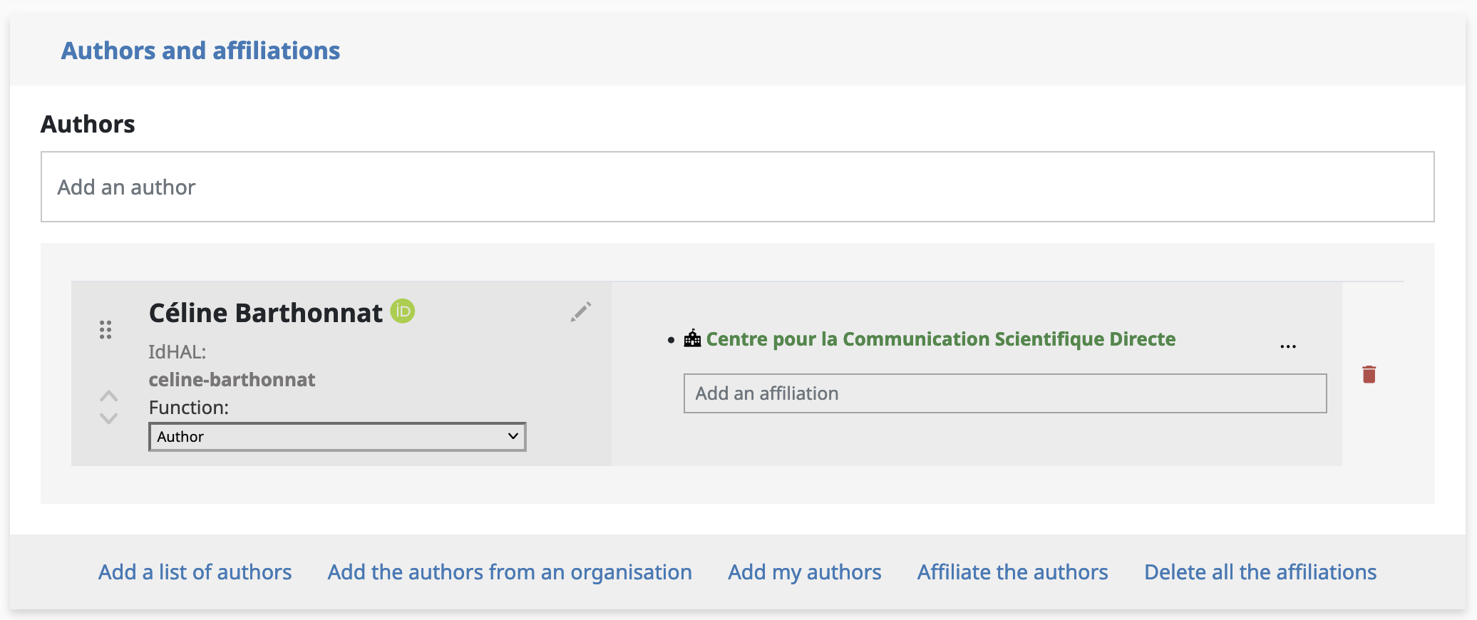 adding the author and the affiliation